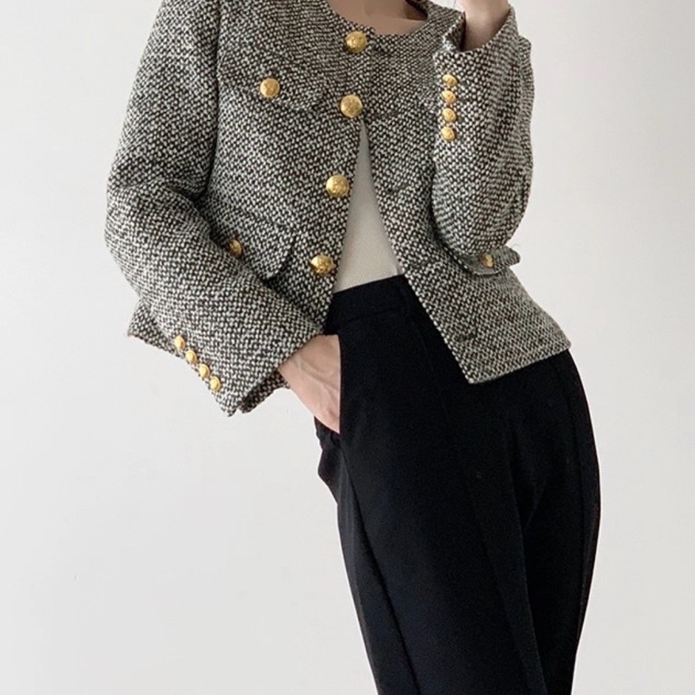 Women's Tweed Jacket with Gold Buttons